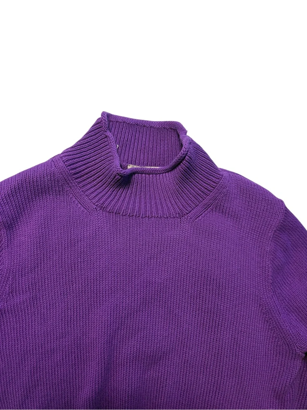 J. Crew Cotton Rollneck Sweater S Purple Summer Preppy Layering Over Shoulder